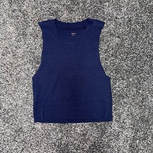 Aerie navy blue ribbed crop top